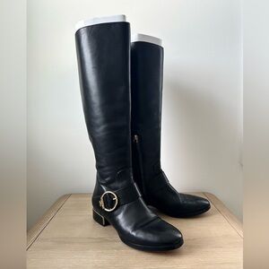 Black Leather Knee-High Boots